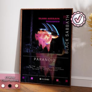 Black Sabbath Poster | Paranoid Poster | Album Poster Prints | Wall Decor Posters | Album Cover Gift | Metal Music Poster