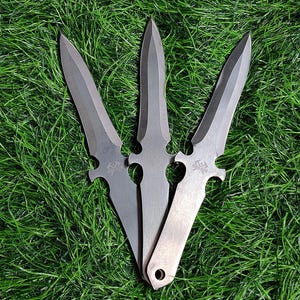 Juego de 3 cuchillos arrojadizos de 25,4 cm con puntas de espiga completa y fundas de nailon, ideales para competición y cuchillos de giro completo THRWCLUB