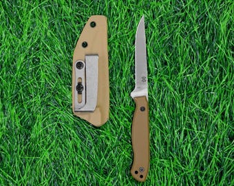 Cuchillo de hoja fija de 8,9 cm con funda y clip, cuchillo de pesca y cortador de pizza. Mango de acero inoxidable 420C G10 para camping, pesca y supervivencia.
