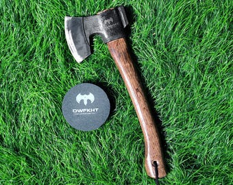 Martillo hacha táctico de 14,5”: hoja forjada, mango de madera de haya - Camping, supervivencia con más filo Thrwclub