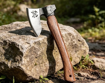 Camping Axes and Hatchets - 14.6" Forged Carving Axe with Leather Sheath, Survival Hatchet Splitting Axe for Chopping Camping bushcraft