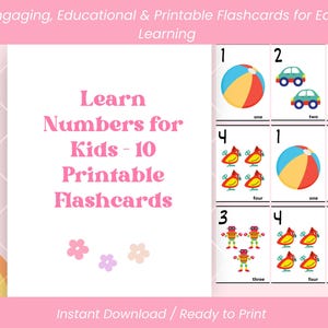 Flashcards numériques 1-10 | Cartes de comptage imprimables pour enfants | Apprentissage des mathématiques pour la maternelle et la maternelle | Inspiré Montessori