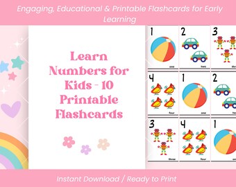 Karty do nauki liczb od 1 do 10 do druku dla dzieci – karty do nauki liczenia dla przedszkolaków i uczniów zerówki, nauka matematyki metodą Montessori (plik PDF) do pobrania