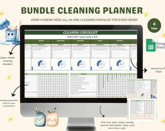 Lista kontrolna ostatecznego harmonogramu sprzątania, cotygodniowe obowiązki domowe współlokatora, plan gospodarstwa domowego, tabela obowiązków domowych ADHD, gruntowne sprzątanie, szablon arkuszy Google