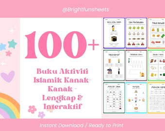 Zeszyt ćwiczeń z islamu dla dzieci – Rukun Islam – fiszki i ćwiczenia w języku malajskim, plik PDF do pobrania w wersji cyfrowej dla dzieci muzułmańskich