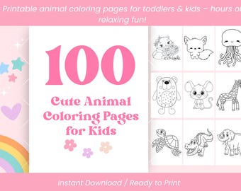 Ponad 100 uroczych kolorowanek ze zwierzętami do druku dla dzieci – wyraziste i proste arkusze ze zwierzętami, natychmiastowa kolorowanka cyfrowa w formacie PDF