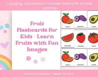 Do druku karty edukacyjne z owocami dla dzieci – kolorowe karty edukacyjne z owocami dla maluchów i przedszkolaków, Montessori, pobierz plik PDF