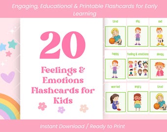 Do druku 21 kart edukacyjnych z uczuciami i emocjami dla dzieci – karty edukacyjne SEL dla przedszkolaków, pobierz plik PDF do nauki w domu Montessori