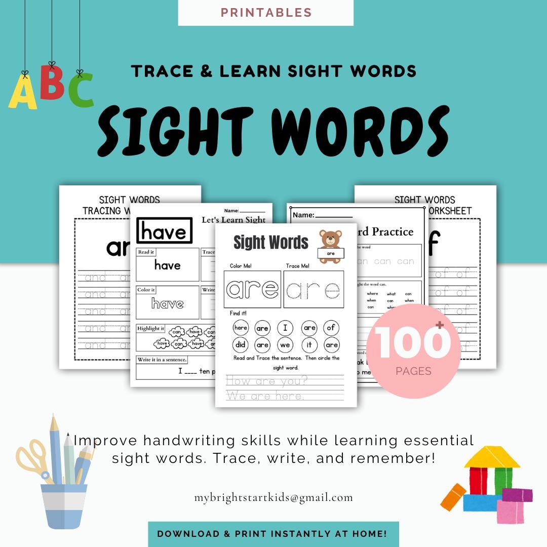 100+ Printable Sight Words Handwriting Practice Worksheets – Trace and ...