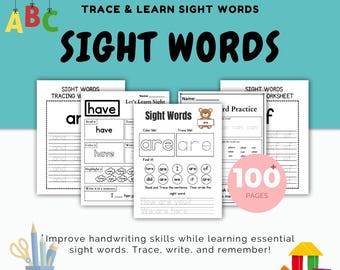 100 + 100 Druckbare Arbeitsblätter für Handschrift-Übungen - Verfolgen und Lernen für Kinder, digitaler Download PDF