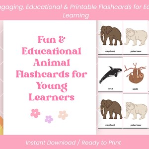 Animal Flashcards for Kids | Printable Learning Cards with Realistic Animals | Preschool & Toddler Educational Resource | Montessori