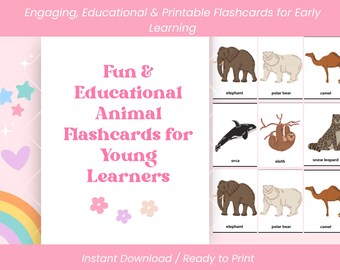 Do druku karty edukacyjne ze zwierzętami dla dzieci – realistyczne karty edukacyjne ze zwierzętami, Montessori dla przedszkolaków i małych dzieci, pobierz plik PDF