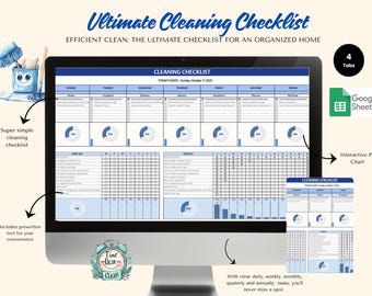 Arkusz kalkulacyjny harmonogramu sprzątania Airbnb Kompletna lista kontrolna i tabela obowiązków domowych | Tygodniowy planer dla właścicieli domów i wynajmów