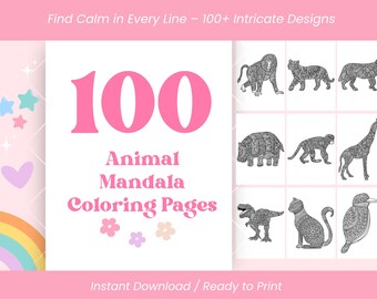Ponad 100 gotowych do druku kolorowanek z mandalami zwierząt dla dzieci i dorosłych – skomplikowane i odważne wzory, relaksujący cyfrowy plik PDF do pobrania