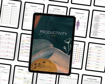 Planer produktywności w jednym, śledzenie celów, dziennik dbania o siebie, śledzenie nawyków, planer budżetu i dobrego samopoczucia, planer życia do druku w formacie PDF