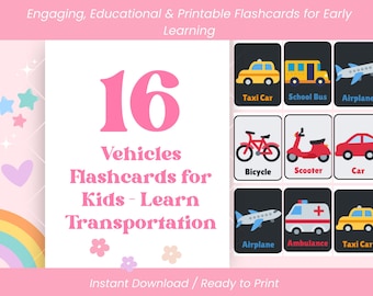 Karty edukacyjne z pojazdami do druku dla dzieci – Karty edukacyjne z transportu dla przedszkolaków, samochody, ciężarówki i nie tylko, Montessori PDF do pobrania