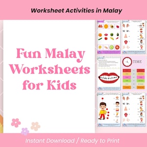 Malay Worksheet Activities for Kids | BONUS Muslim Calligraphy and Arabic Letters Bingo | Printable Islamic Learning Pack