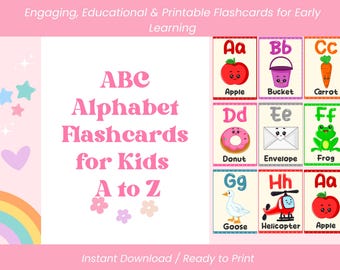 Karty do nauki alfabetu do druku od A do Z dla dzieci – karty do nauki alfabetu dla maluchów i przedszkolaków, Montessori Homeschool PDF do pobrania