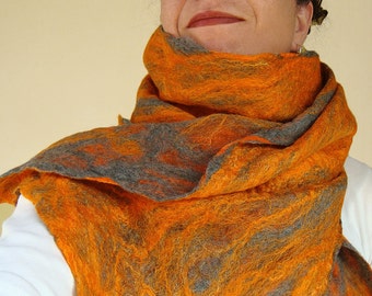 cobweb felted scarf -vitamin orange-