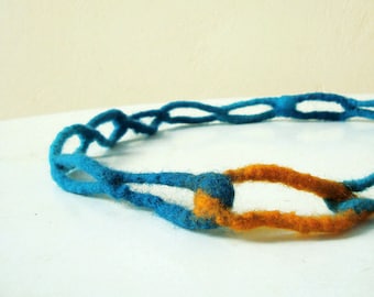 felted necklace -sea sunset-