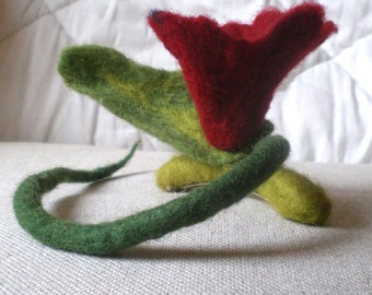 felted flower hair decoration barrette clip -the return of the sad witch-