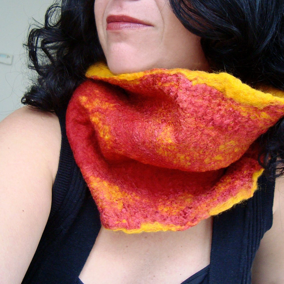 Felted Neck Warmer mustard and Ketchup - Etsy