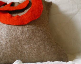felted shopping bag -bread, oranges and apples-