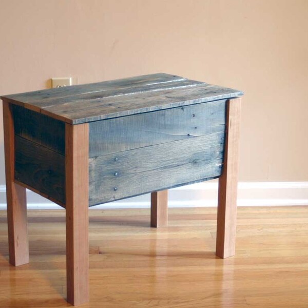 reclaimed side table with storage OOAK