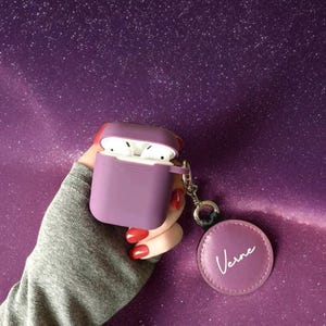 Personalized AirPods Case: Custom Name Keychain, Engraved Leather Tag