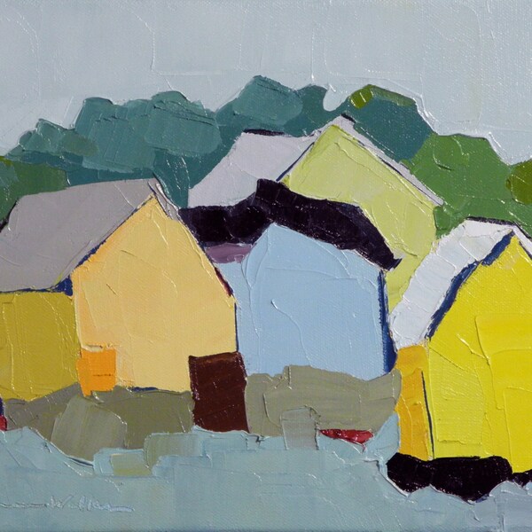 Boothuizen II - olieverfschilderij, 8 x 10, op Canvas, origineel landschap schilderij