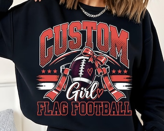 Girls Flag Football PNG, Vintage Flag Football Graphic, Girls Football Team Shirt, Football Mom Gift, Player PNG