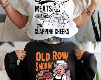Old Row Smokin' Meats And Clapping Cheeks SVG PNG files, Summer cookout Png, Funny BBQ Enthusiasts Svg, Gifts.
