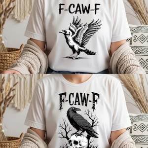 F-Caw-F PNG SVG Divertente Corvo Uccello Clipart Corvo Gotico Umorismo Design Halloween Download Digitale Sarcastico Sublimazione Png Svg per Maglietta o Tazza