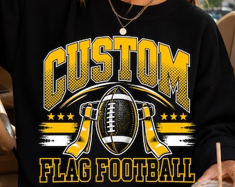 Flag Football Team PNG Bundle, Retro Football Design PNG, Cricut Silhouette Cut File, Team Name, Player Number, Png For Shirt