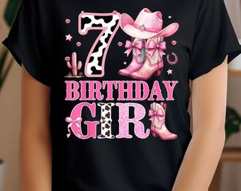 Western Cowgirl Cowboy PNG, Cowgirl Birthday Girl Png, 7th Birthday ( year-round and on request )