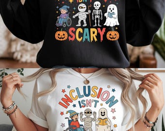 Inclusion Isn't Scary Halloween SVG PNG files, SLP Halloween Png, Halloween Sped Teacher Svg, Inclusion Awareness Png, Gifts.