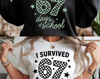 Ich habe 67 Tage Schule überlebt – Lehrer und Schüler SVG PNG, Six Seven Meme PNG, Lustiges 67 Meme SVG, Gen Alpha Trend PNG, Gen Z SVG, Geschenk.