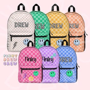 personalized Kids Backpack, Backpack with name, Custom backpack , Kids School Bag, Monogram Backpacks, kid gift, checker print back pack