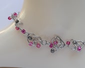 Jewelry ~ Anklette ~ Adjustable Fuchsia Anklet ~ Ankle Jewelry ~ Large Anklet ~ Adjustable Ankle Jewelry