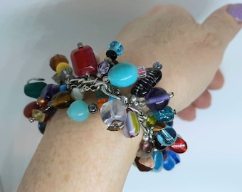 Cha Cha Bracelet, Multicolor Bracelet, Beaded Bracelet, Chunky Bracelet, Large Bracelet, Plus Size Jewelry