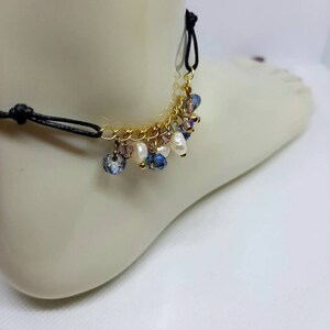 Freshwater Pearl ANKLET with Crystals, Anklets for Women, Ankle Bracelet, Beaded Anklet, Gift for Her, Plus size anklet, Pearl Anklet