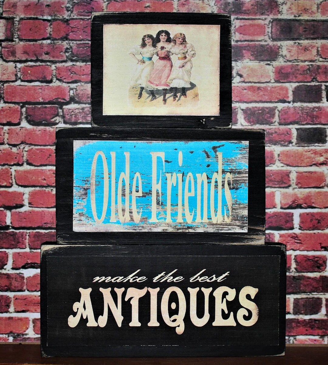 Rustic Stacking Wood Block Sign Set: Primitive Antique Decor - Etsy