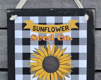 Buffalo Check Sunflower Seeds, Sunflower,Sunflower Sign,Sunflower Decor,Farmhouse Decor,Farmhouse Sign, Primitive Decor