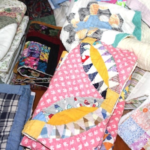 Vintage Handmade Patchwork Quilt Remnants: Slow Stitch Ephemera Grab Bag