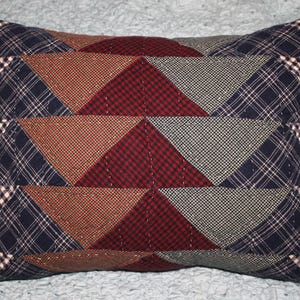Lumbar Throw Pillow Made From Vintage Primitive Rustic Homespun Quilt
