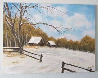 WINTER WONDERLAND...18 X 24 original Oil on Stretched canvas