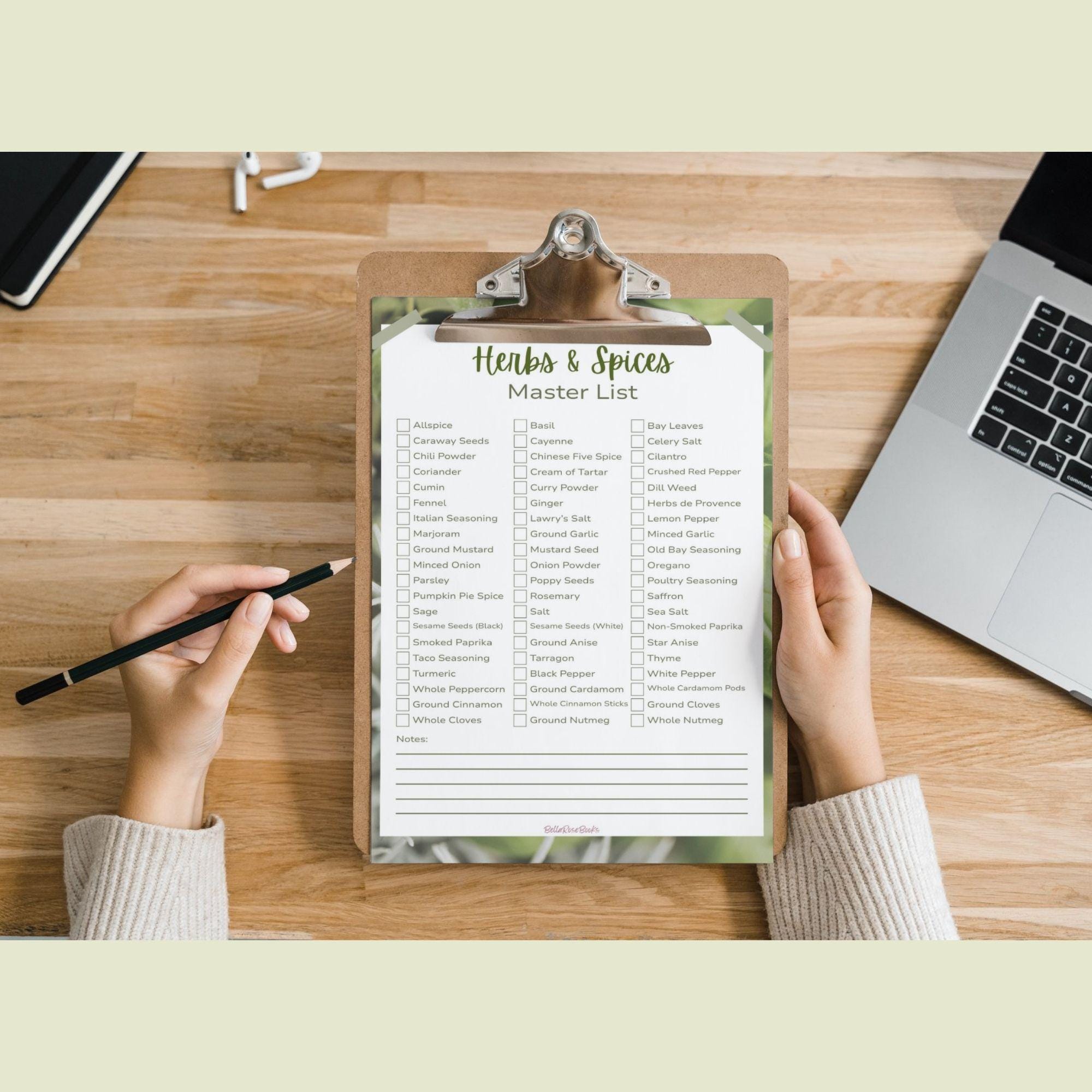 Printable PDF Master Checklist Template | Herbs & Spices | Perfect for ...