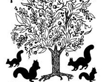 Tree with Fruit- 4x6" Clear Stamp Set - Seasons Collection - Card Making - Scrapbooking - Papercrafts