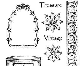 Vintage Treasures - 4x6" Clear Stamp Set - Vintage Collection - Card Making - Scrapbooking - Papercrafts