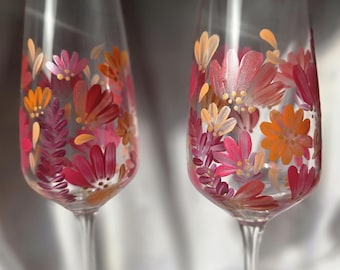 Flûtes à champagne peints à la main - Verres invités uniques